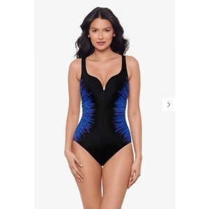 MIRACLESUIT Temptress One-Piece Swimsuit in Paka Mayan Tummy Control Sz 14 $188